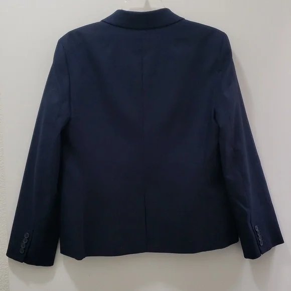 New Womens Navy Blue One Button  Front Closure J Crew 100% Cotton Blazer - Picture 2 of 7